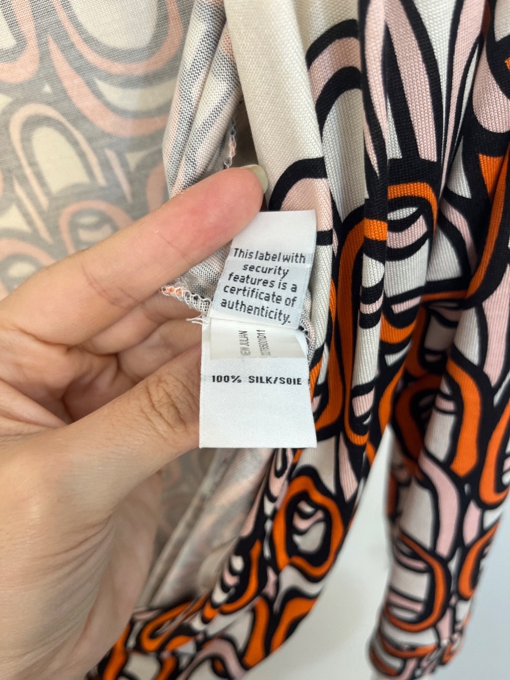 DVF Diane Von Furstenberg 8 New Julian Ruri Print Silk Wrap Dress Cream Orange - Picture 5 of 5